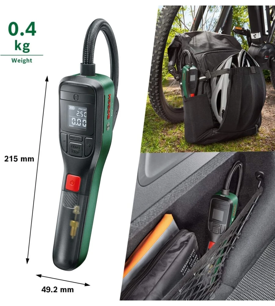 COMPRESSORE ARIA PORTATILE A BATTERIA BOSCH "EASY PUMP" 3,6V 3AH